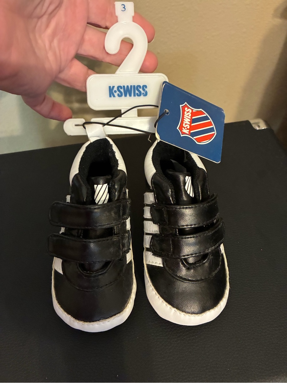 K-Swiss Kids Black and White Double Velcro Sneakers